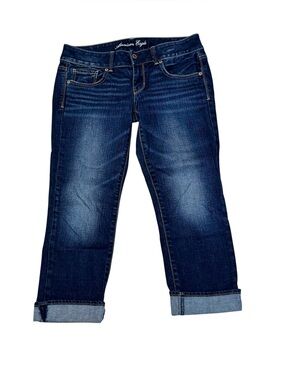 American Eagle Women’s Artist Crop Stretch Denim Blue Jeans Size 8